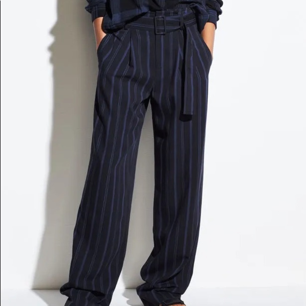 VINCE. Striped Belted Pants